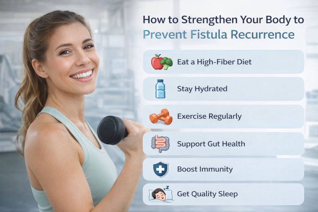 find ways to strengthen your body to prevent fistula recurrence with guidance from Dr. Sandhya