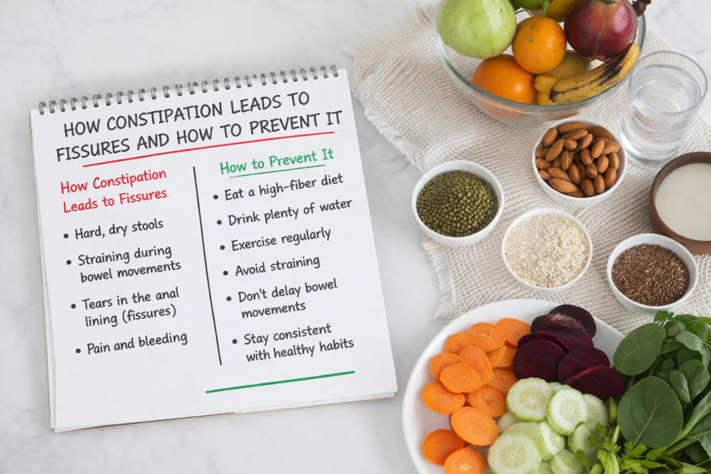 Doctor explaining how constipation causes anal fissures — Fissure Treatment in Pune.